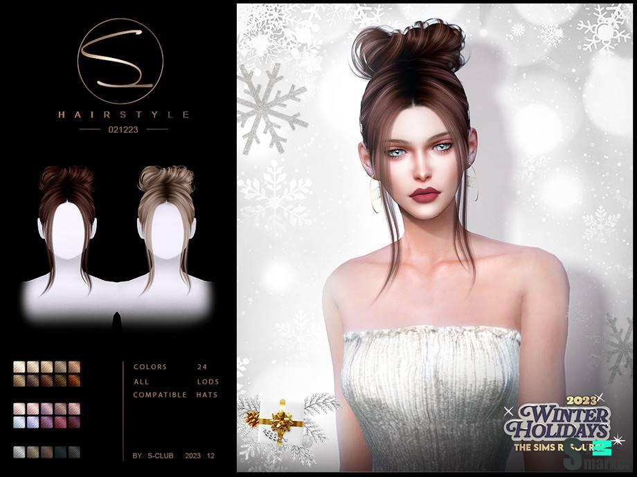 Женская прическа "Winter Holidays 2023 Hair 02" для Симс 4. Скачать мод