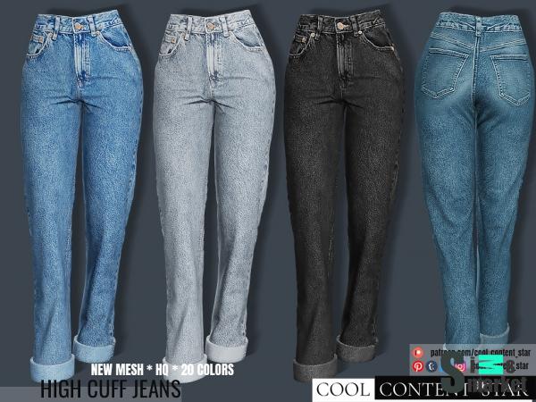 high cuff jeans для Симс 4. Скачать мод