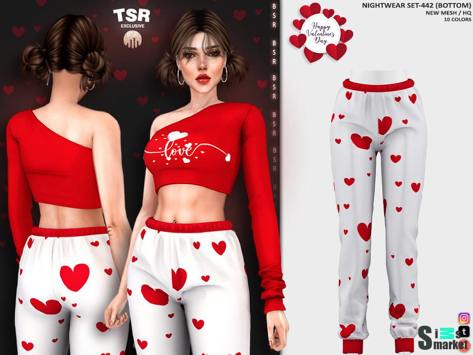 NIGHTWEAR SET-442 (BOTTOM) by busra-tr для Симс 4. Скачать мод