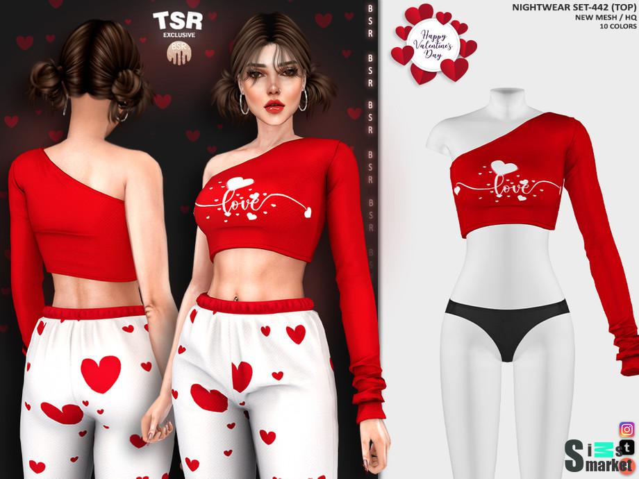 NIGHTWEAR SET-442 (TOP) by busra-tr для Симс 4. Скачать мод