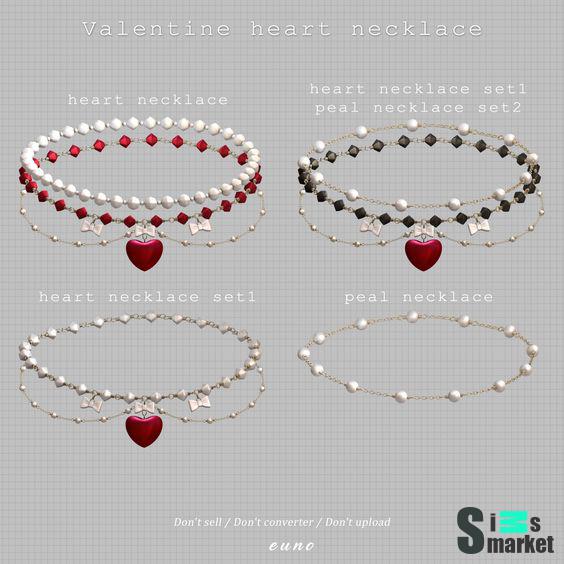 ожерелье "Valentine Heart necklace" для Симс 4. Скачать мод