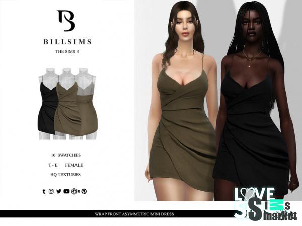 Платье Asymmetric Mini Dress для Симс 4. Скачать мод