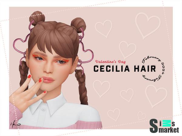 Прическа Cecilia  для Симс 4. Скачать мод