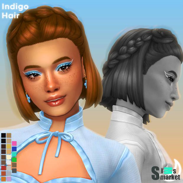 Причёска "IndigoHair"- для Симс 4 для Симс 4. Скачать мод