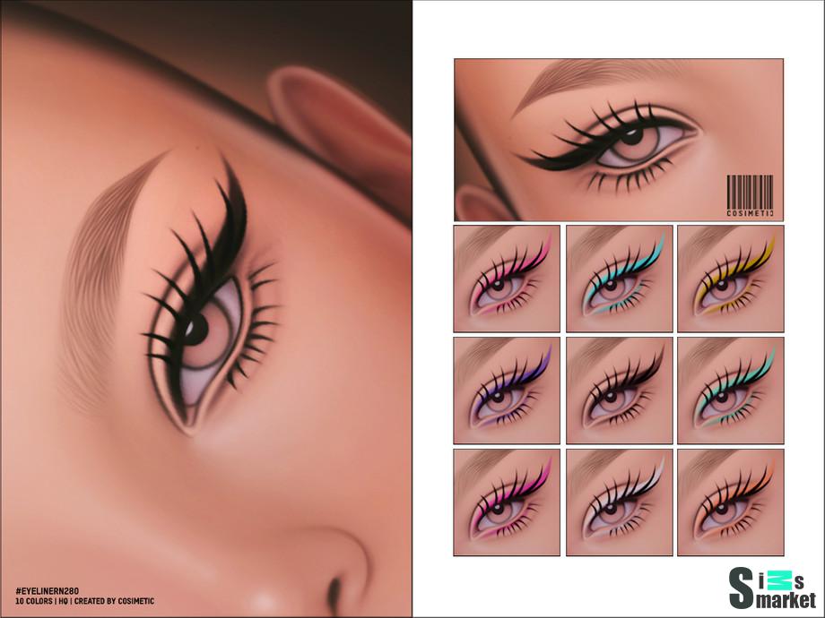 Стрелки "Cat Eyeliner With Eyelashes N280"- для Симс 4 для Симс 4. Скачать мод