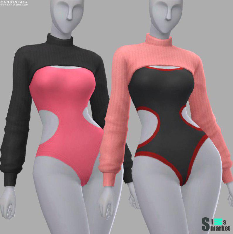 Свитер и боди "Хейли" от CandySims для Симс 4. Скачать мод