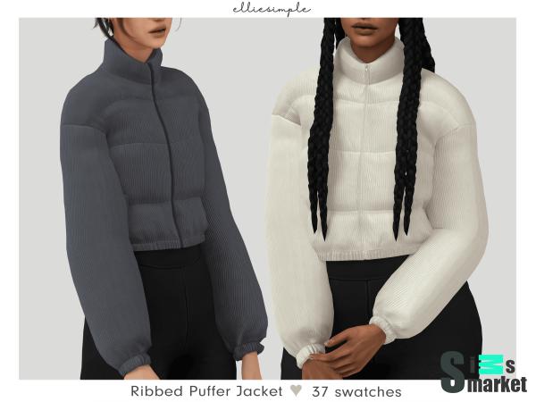 Свитер "ribbed puffer jacket"- для Симс 4 для Симс 4. Скачать мод