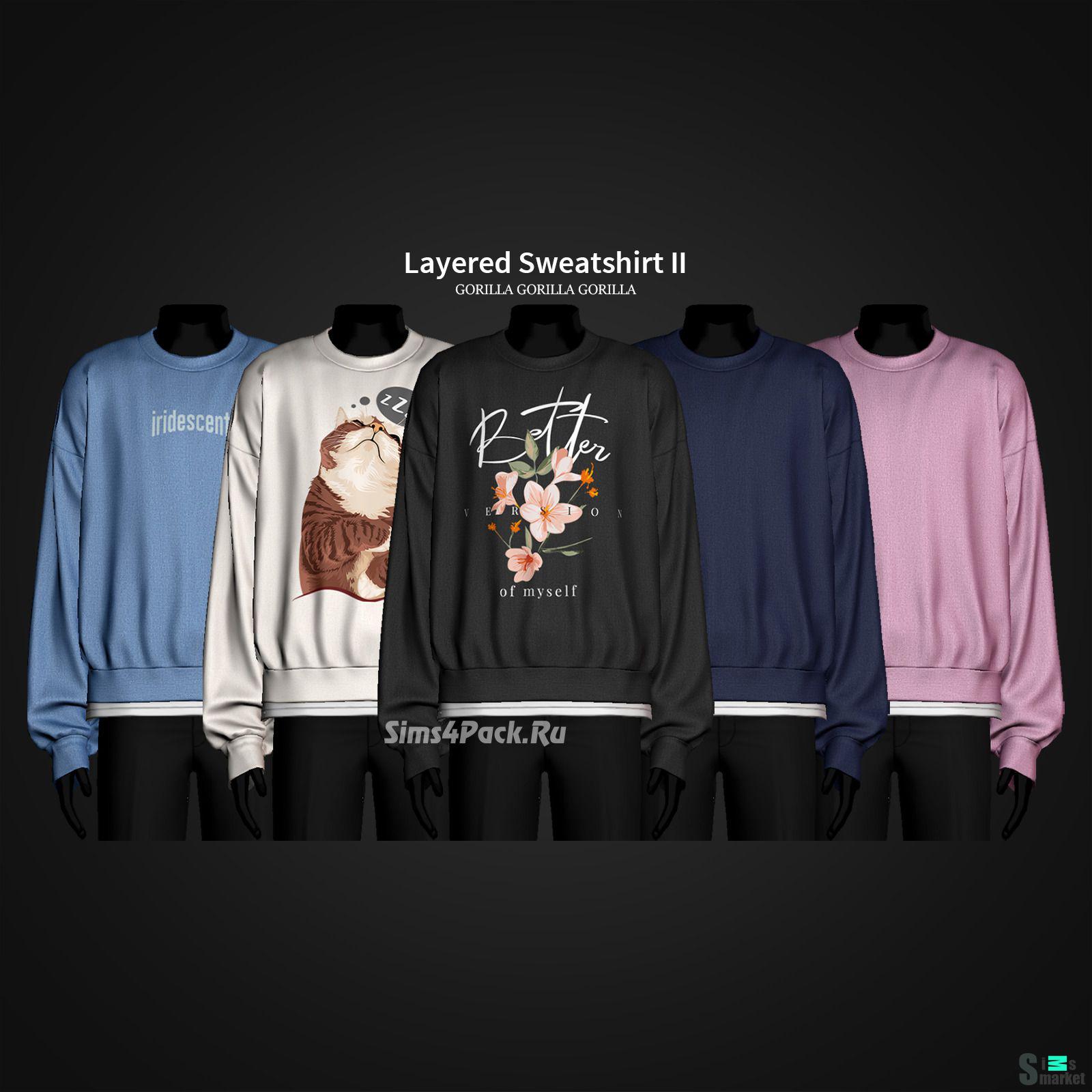 Толстовка для симов "Layered Sweatshirt II" для Симс 4. Скачать мод