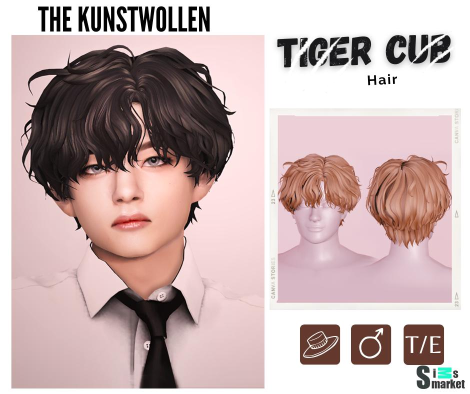 волосы "Tiger cub hair" для Симс 4. Скачать мод