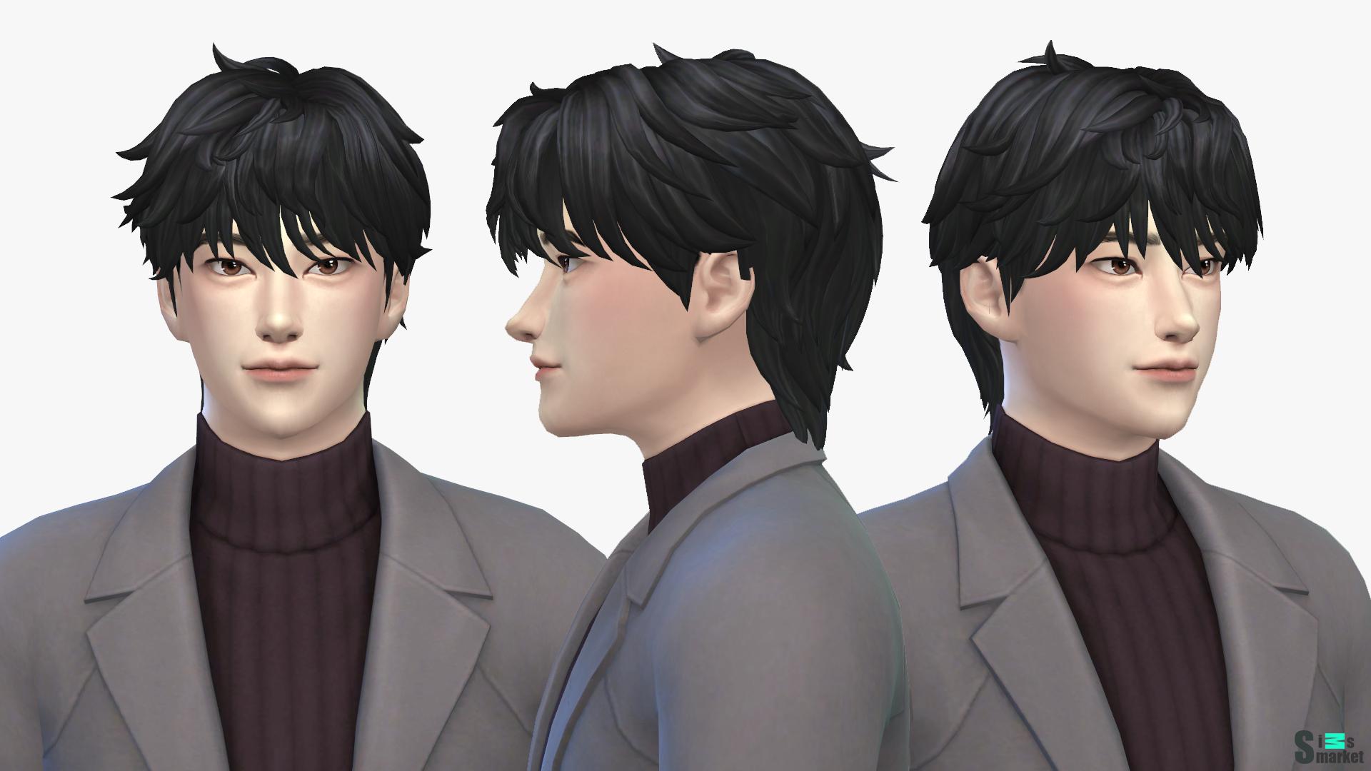 Han Yoo Hyun hair by megukiru для Симс 4. Скачать мод