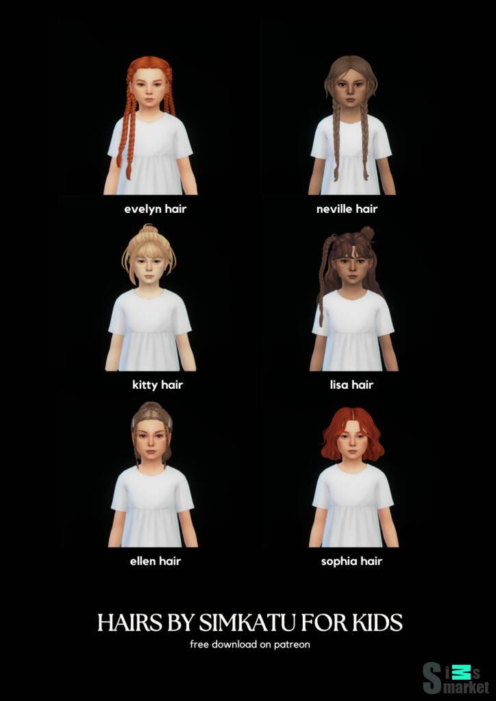 Kids hair conversion by simkatu для Симс 4. Скачать мод