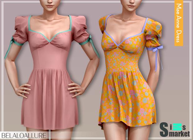 Mae Anne dress by Belaoallure для Симс 4. Скачать мод