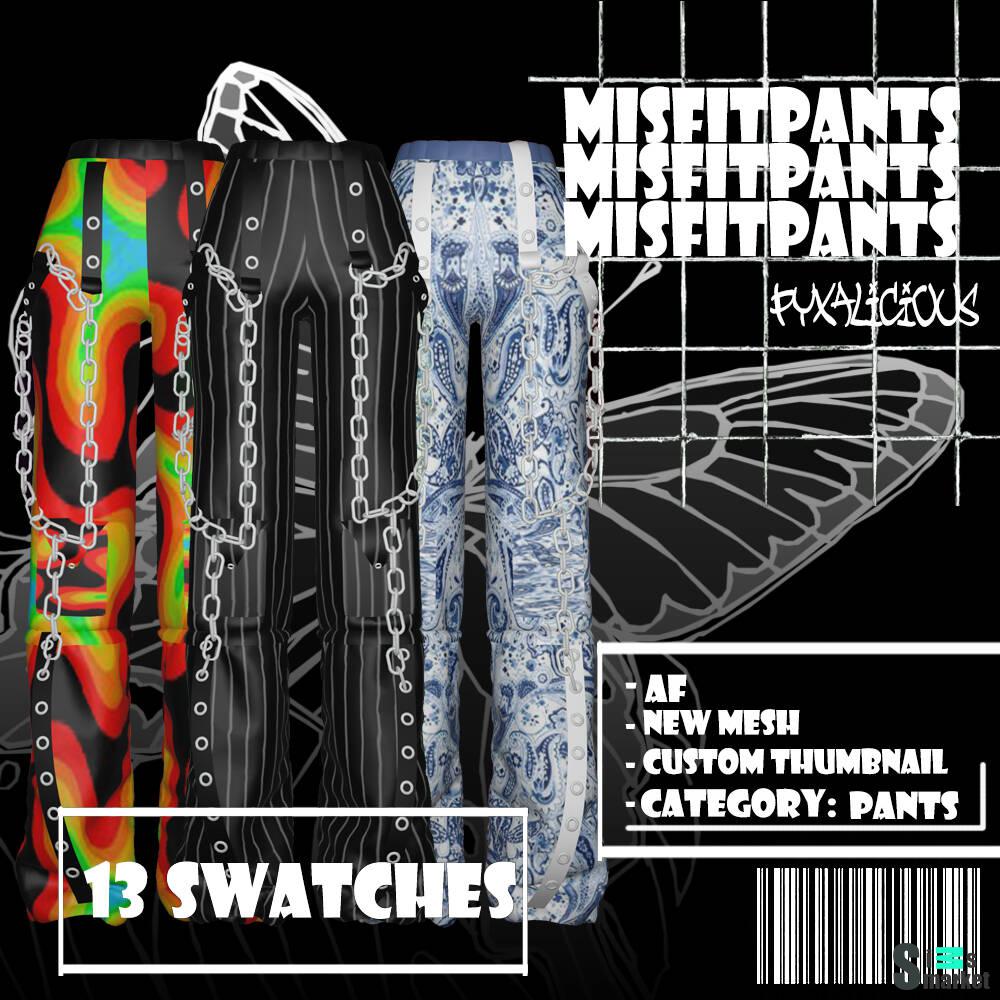 Misfit pants by PYX для Симс 4. Скачать мод