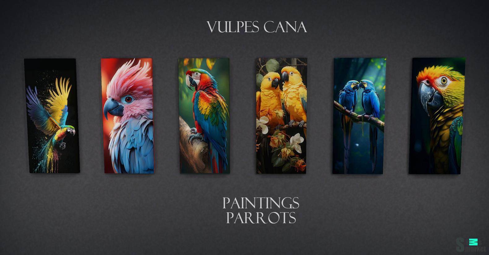 Paintings: Parrots для Симс 4. Скачать мод