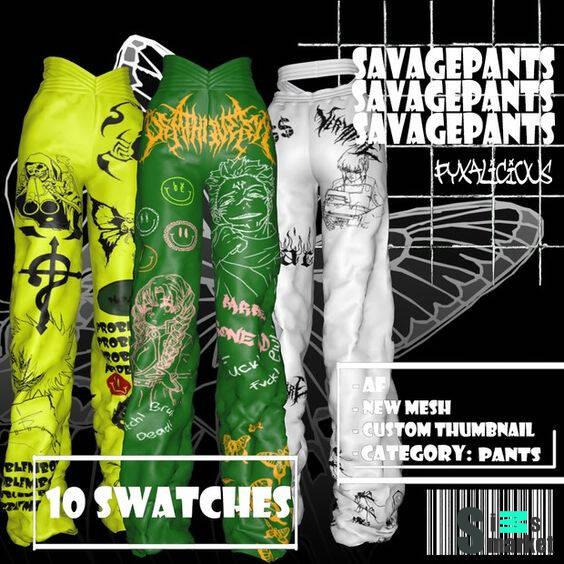 Savage pants by PYX для Симс 4. Скачать мод