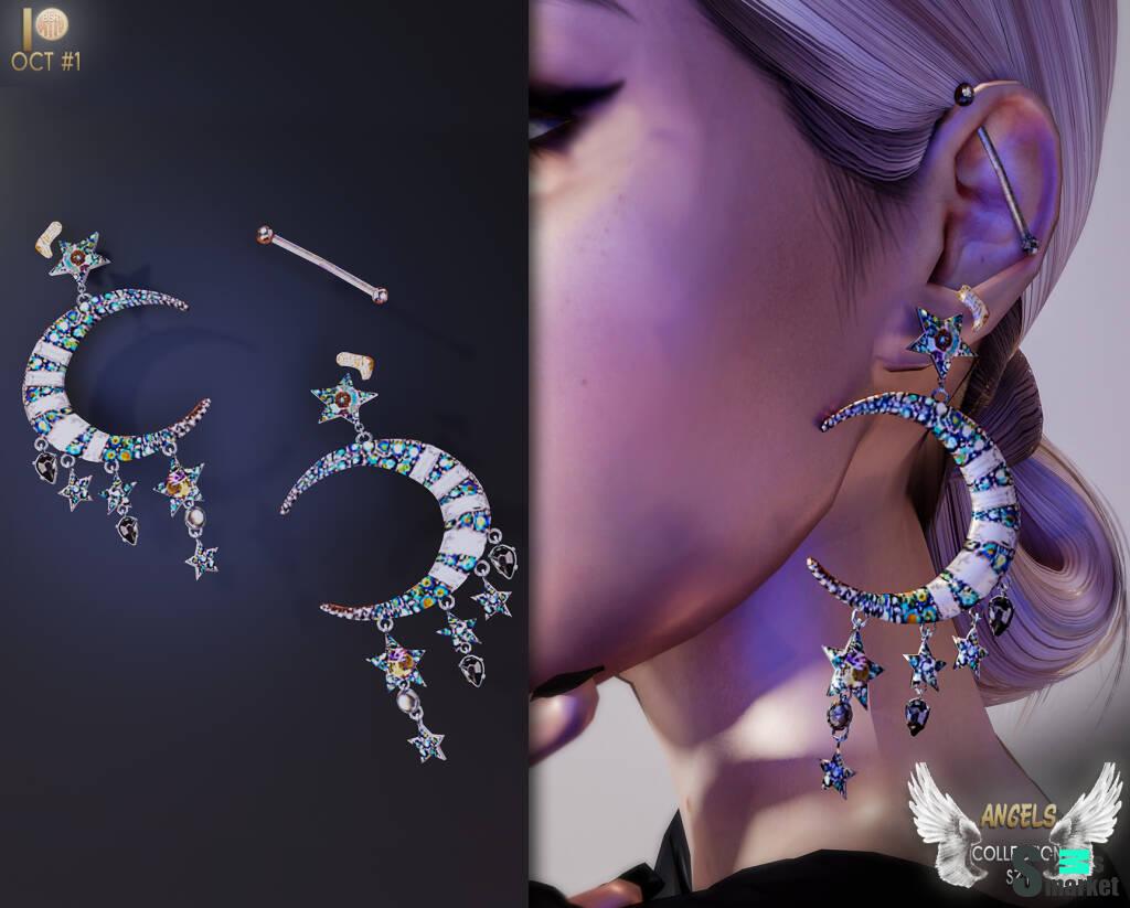 SKY MOON EARRING S71 by busra-tr  для Симс 4. Скачать мод