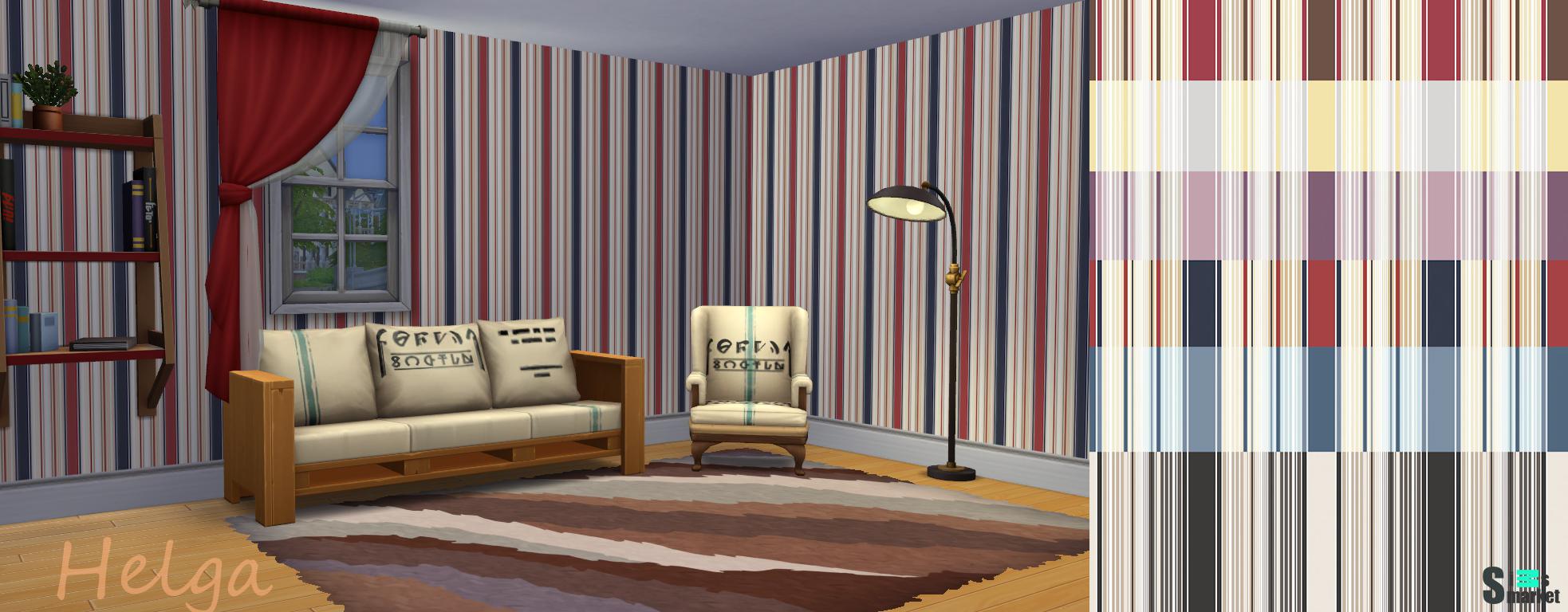 Striped wall для Симс 4. Скачать мод