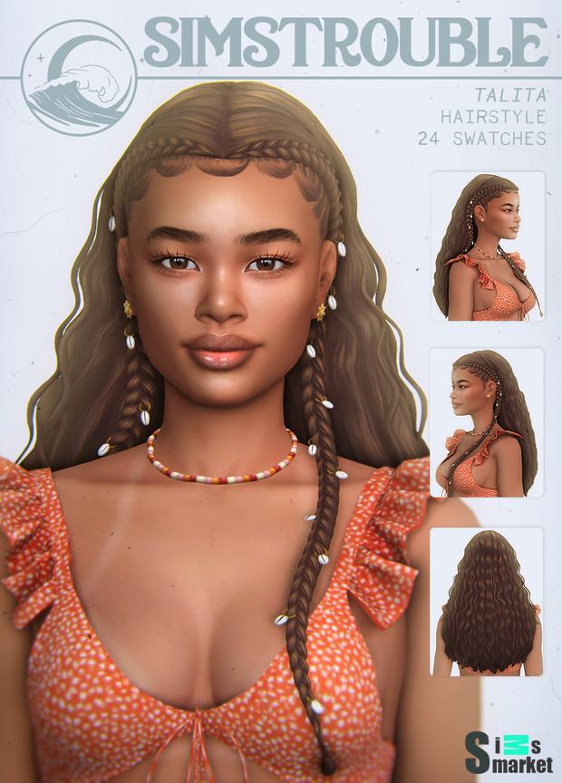 Talita Hairstyle by simstrouble для Симс 4. Скачать мод