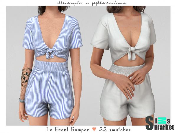 tie front romper by elliesimple x fifthscreations для Симс 4. Скачать мод