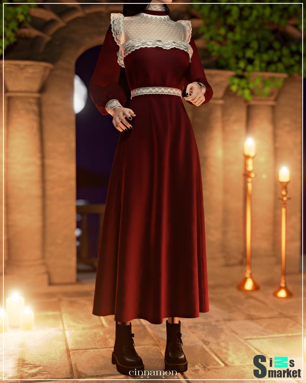 Bozena dress by cinnamon-sims для Симс 4. Скачать мод