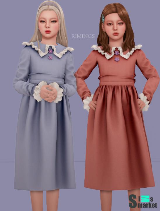 Детское платье с оборками для Симс 4. Скачать мод