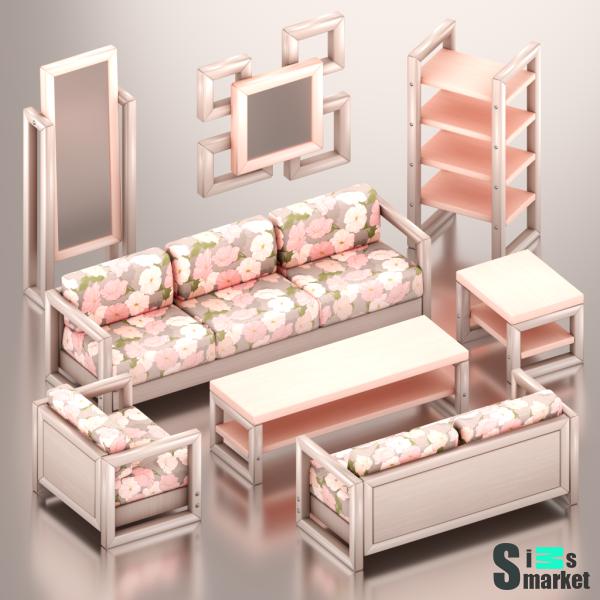 Гостиная "Perfect Perimeter Furniture Set - Patterns" для Симс 4 для Симс 4. Скачать мод