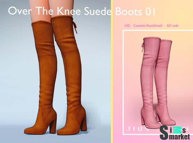 Over The Knee Suede Boots 01 by Jius-sims для Симс 4. Скачать мод