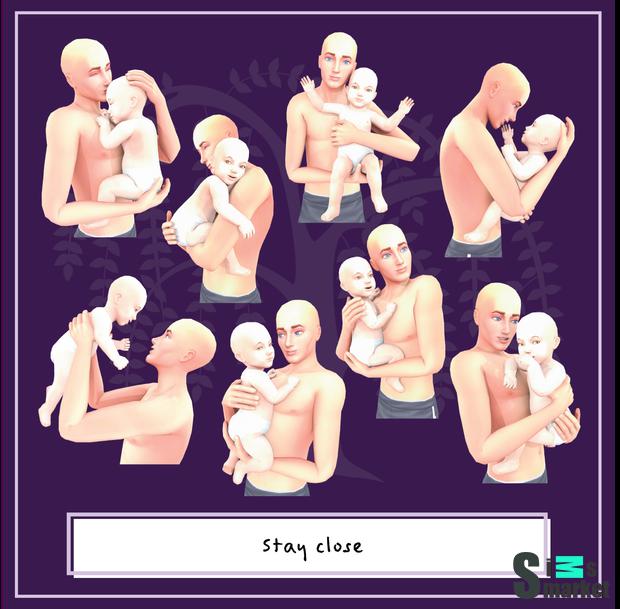 позы "[willowsworld] Stay close" для Симс 4. Скачать мод
