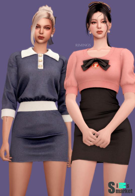 Прекрасный мини-комплект платья  для Симс 4. Скачать мод