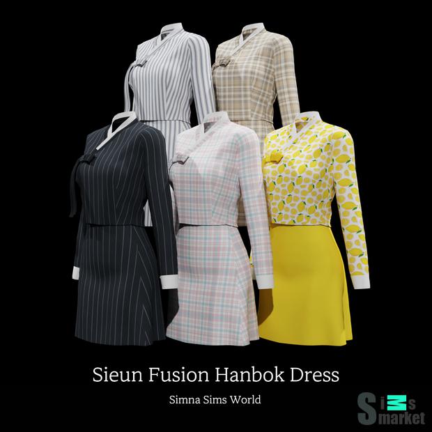 Sieun Fusion Hanbok Dress by Simna Sims World для Симс 4. Скачать мод