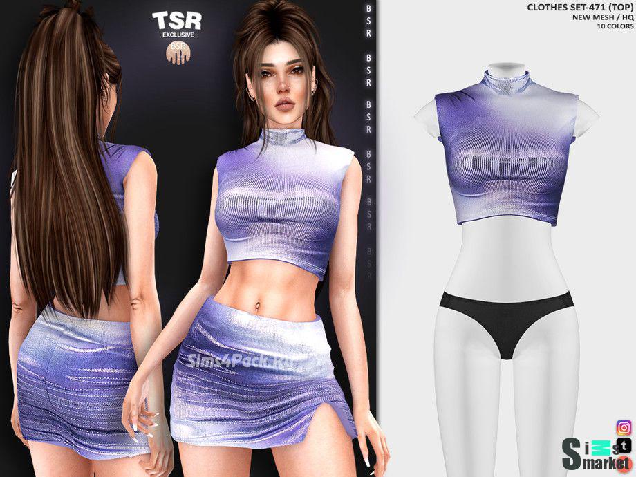 Топ и юбка для симочек "CLOTHES SET-471" для Симс 4 для Симс 4. Скачать мод