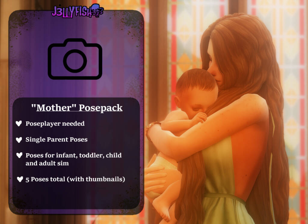 "Mother" Posepack by J3LLYFISH для Симс 4. Скачать мод