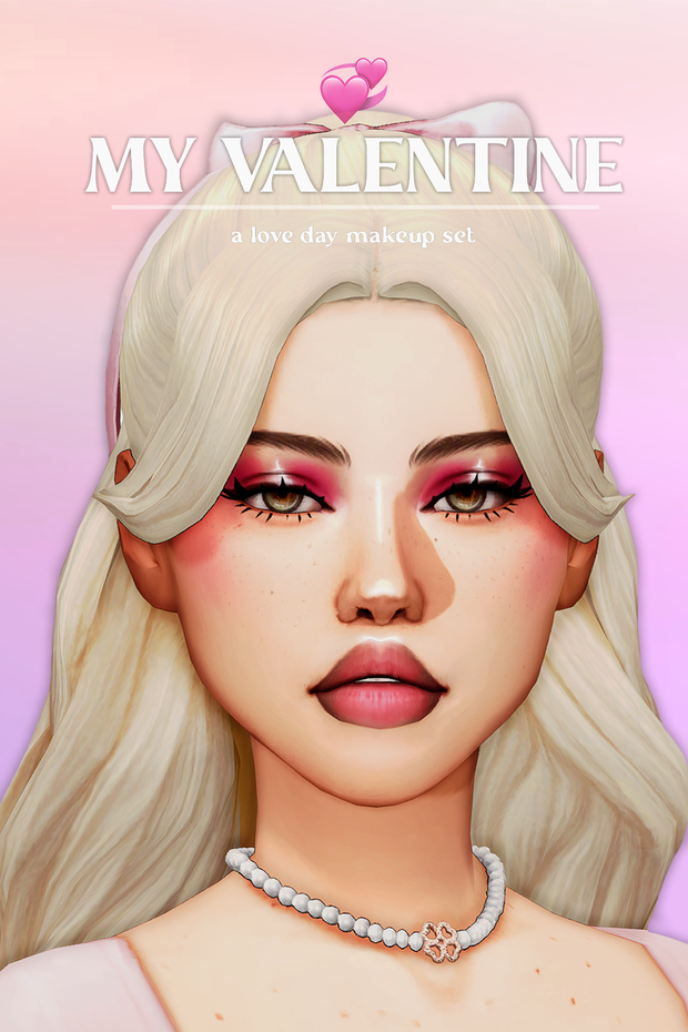 💕My Valentine💕 - набор для макияжа на День любви для Симс 4. Скачать мод