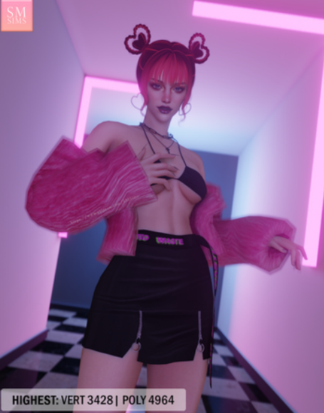 ПЕРСИК | Мини-юбка Saga для Симс 4. Скачать мод