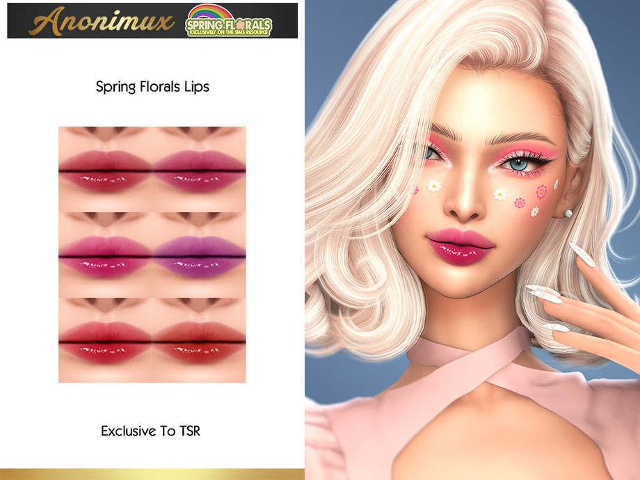 Spring Florals Lips для Симс 4. Скачать мод