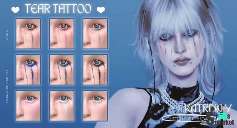 Tear tattoo by Katrina-y для Симс 4. Скачать мод