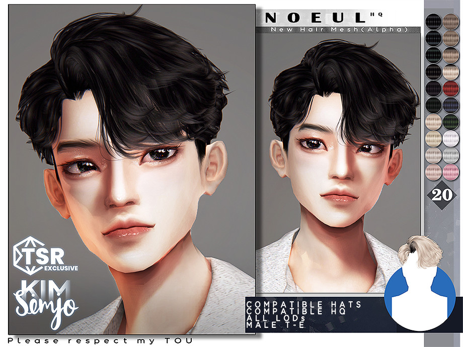 TS4 Male Hairstyle_Noeul для Симс 4. Скачать мод