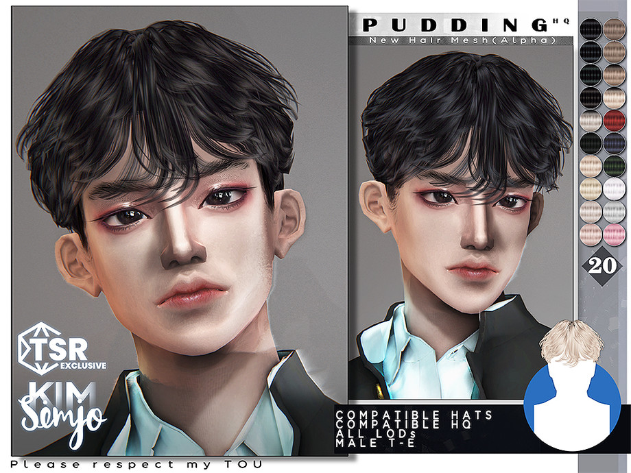 TS4 Male Hairstyle_Pudding для Симс 4. Скачать мод