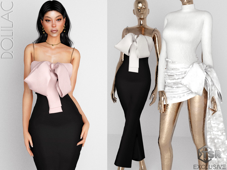 Bart Ribbon Detailed Dress DO0342 для Симс 4. Скачать мод