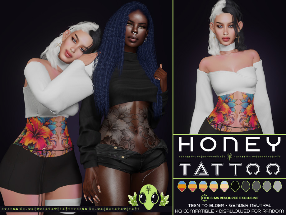 Honey Tattoo для Симс 4. Скачать мод