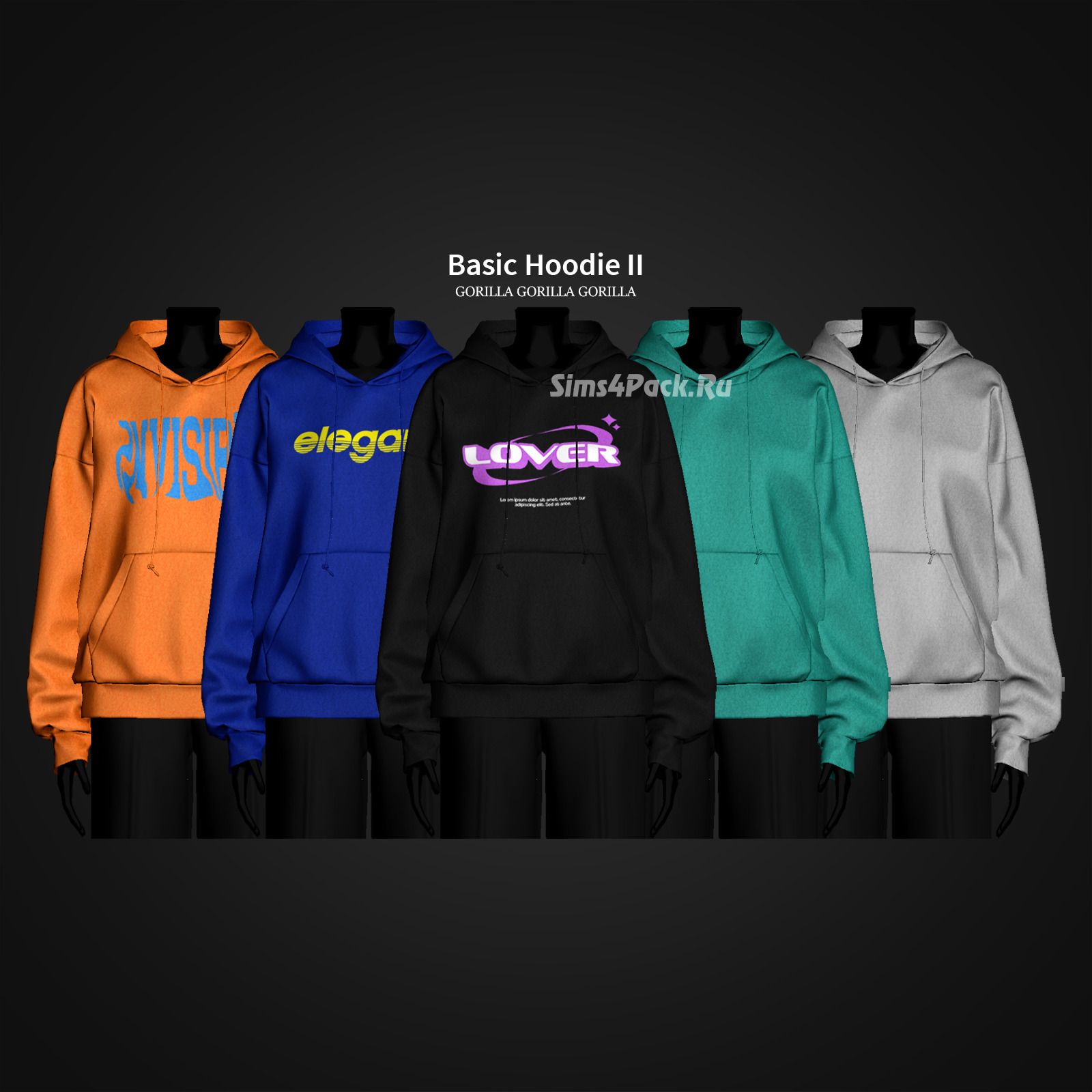 Кофта для симочек "Basic Hoodie AF" для Симс 4. Скачать мод