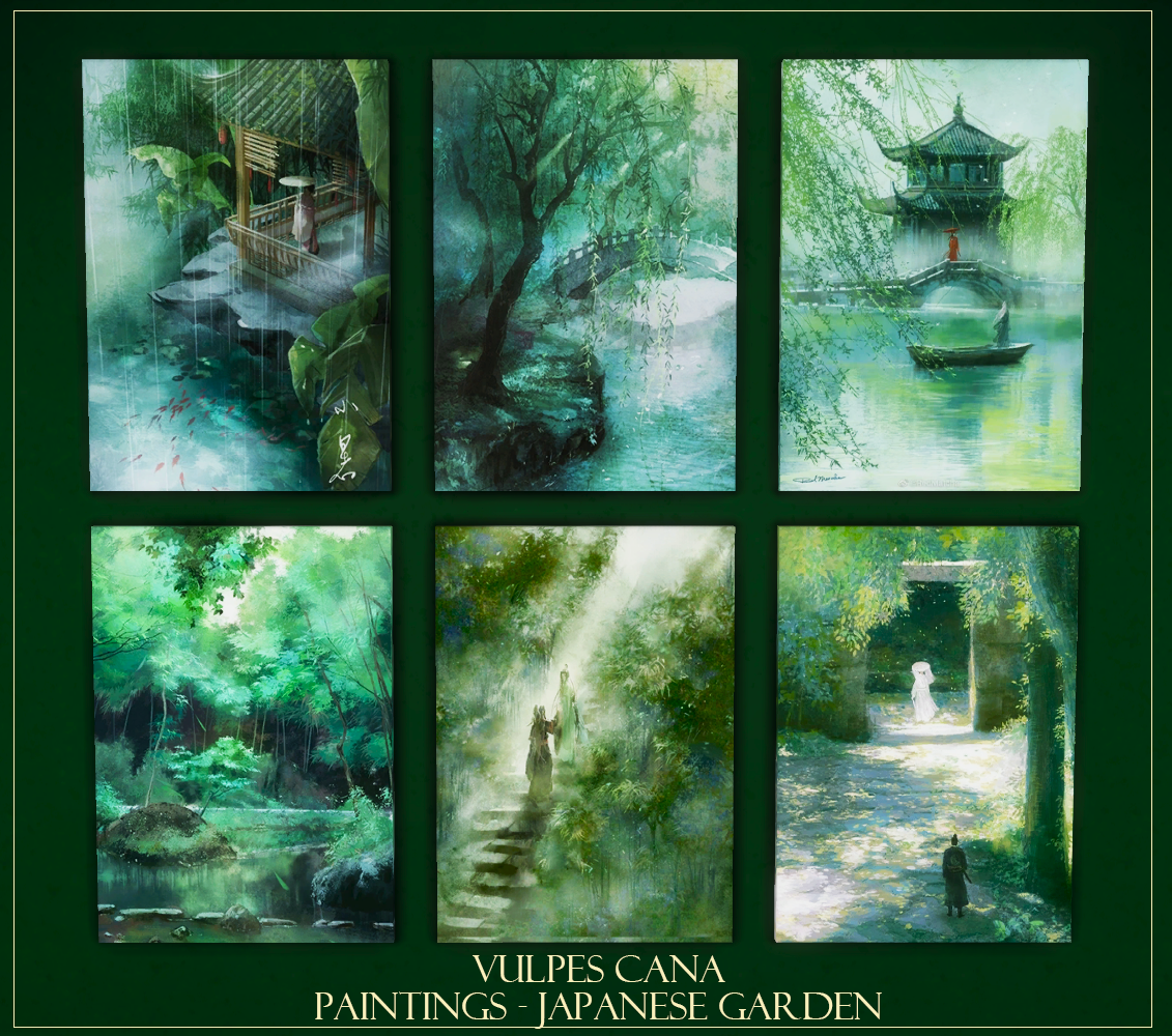 Paintings: Japanese Garden для Симс 4. Скачать мод