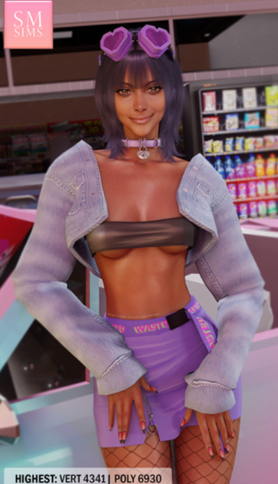 ПЕРСИК | Amanda Джинсовая куртка для Симс 4. Скачать мод