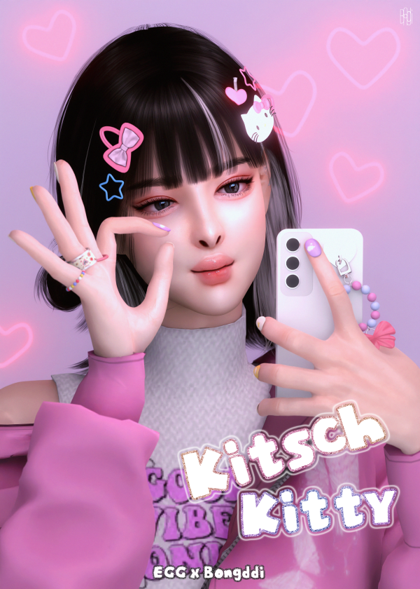 Позы со смартфоном "Kitsch Kitty_phone case set" для Симс 4 для Симс 4. Скачать мод