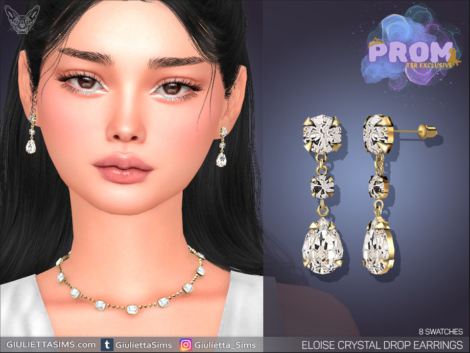 Серьги Eloise Crystal Drop  для Симс 4. Скачать мод