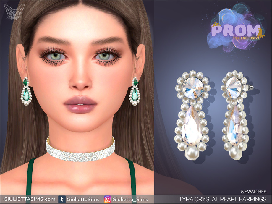 Серьги Lyra Crystal Pearl для Симс 4. Скачать мод