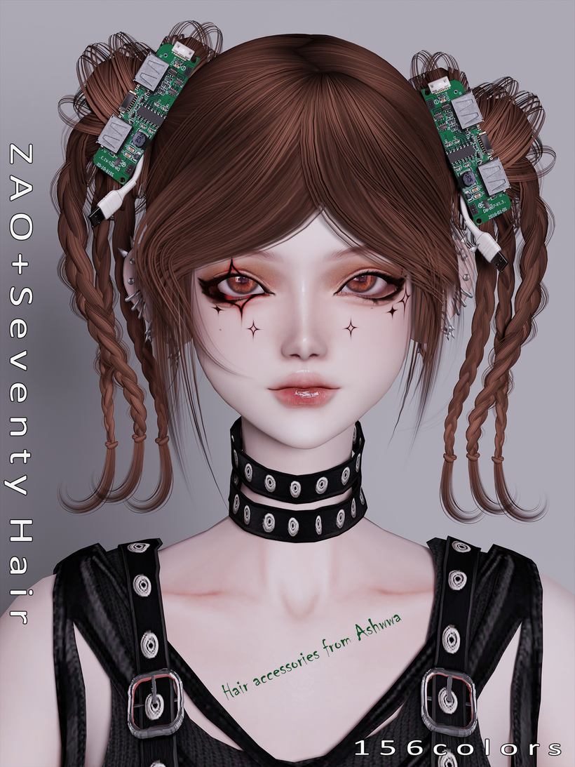 [ZAO] Seventy Hair (3Ver) для Симс 4. Скачать мод