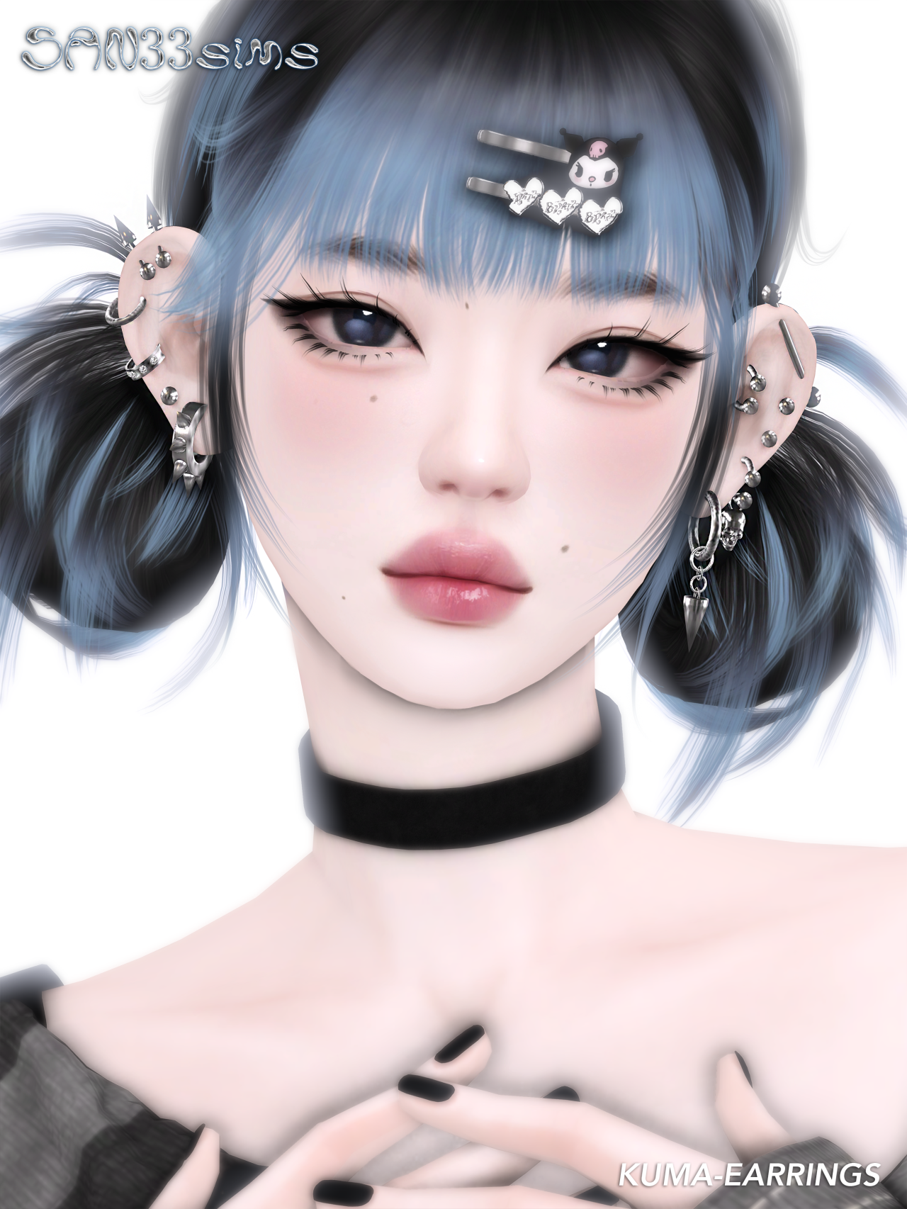 【333】KUMA-Earrings. для Симс 4. Скачать мод