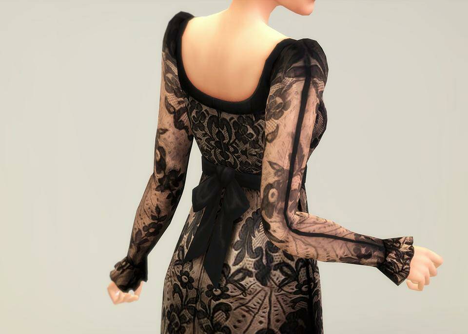 Black Sheer Gown by Rusty's для Симс 4. Скачать мод