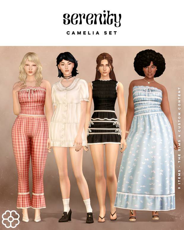 Camelia Set - 9 items для Симс 4. Скачать мод